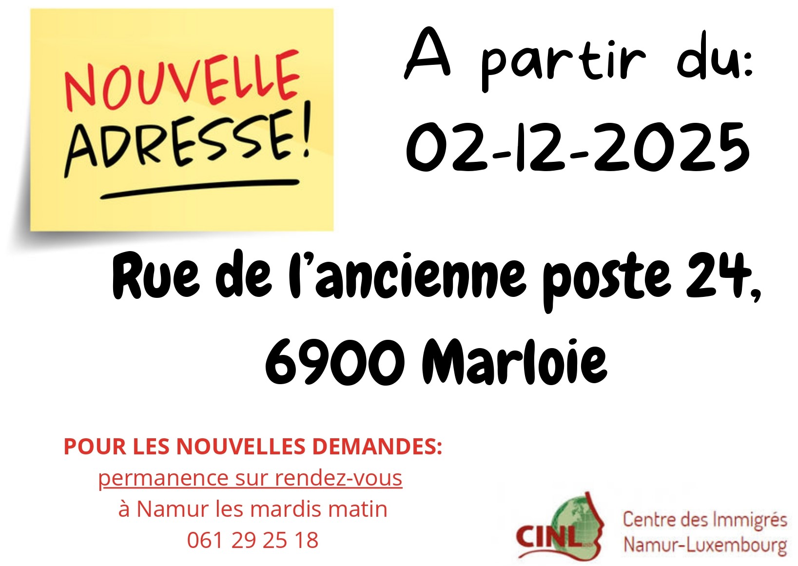 Affiche nouvelle adresse Namur page 0001